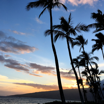 Pink skies from Sugar Beach in Maui. 